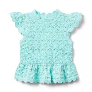 Janie and Jack Crochet Peplum Top mint green 3T NWT